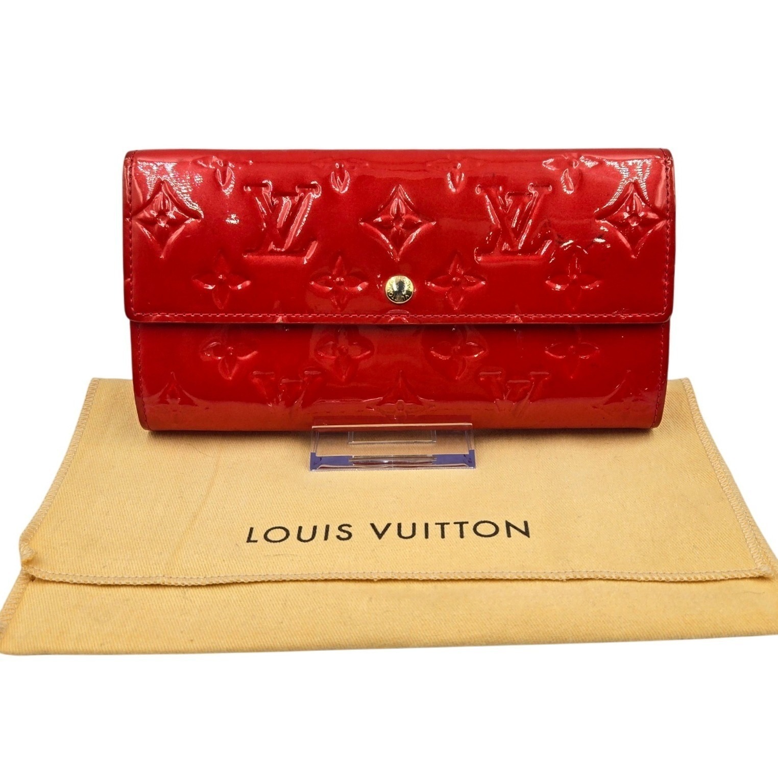 Louis Vuitton Red Vernis Sarah Wallet Authentic Chain Shoulder Bag